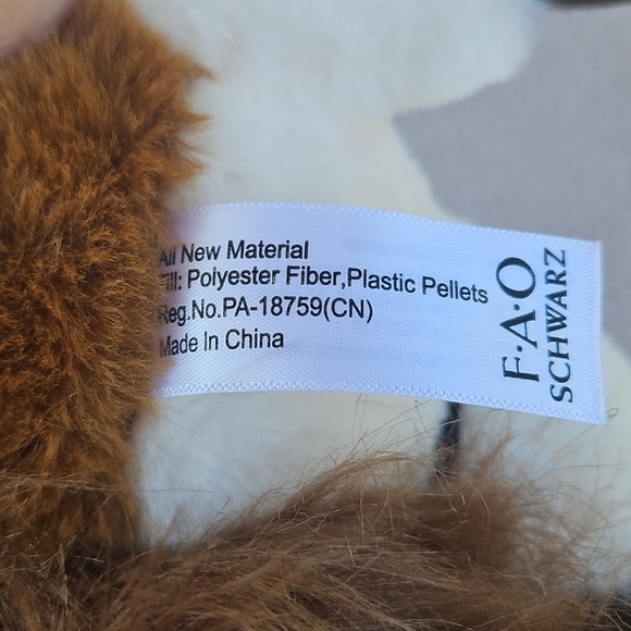 FAO Schwarz Pinto Horse Pony Plush 14" Laying Down Adopt A Pet Brown White - Picture 12 of 12